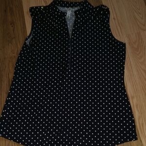 Navy Blue Polka Dot Blouse